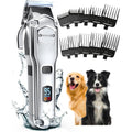 Oneisall Dog Clippers For Grooming Thick Heavy Coats Cordless Waterproof Low Noise Professional Pet Shaver Trimmer For Dogs And Animals Silver