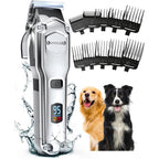 Oneisall Dog Clippers For Grooming Thick Heavy Coats Cordless Waterproof Low Noise Professional Pet Shaver Trimmer For Dogs And Animals Silver