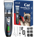 Oneisall Quiet Cat Clippers For Matted And Long Hair Two Speed Cordless Pet Shaver Grooming Kit For Cats And Small Dogs Navy Blue Color Six Guards
