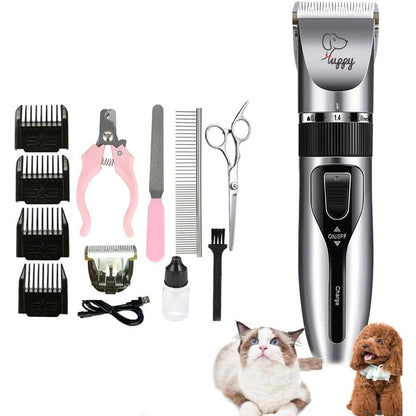 OASIS Pet Hair Clipper Set Low Noise Electric Dog And Cat Grooming Trimmer Wireless Rechargeable Waterproof Shaver With Guide Combs Silver 1 Count