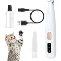 XBEGIX Saffory Electric Dog Paw Hair Trimmer With LED Light Rechargeable Low Noise Cordless Pet Grooming Clipper White One Set With Maintenance Oil