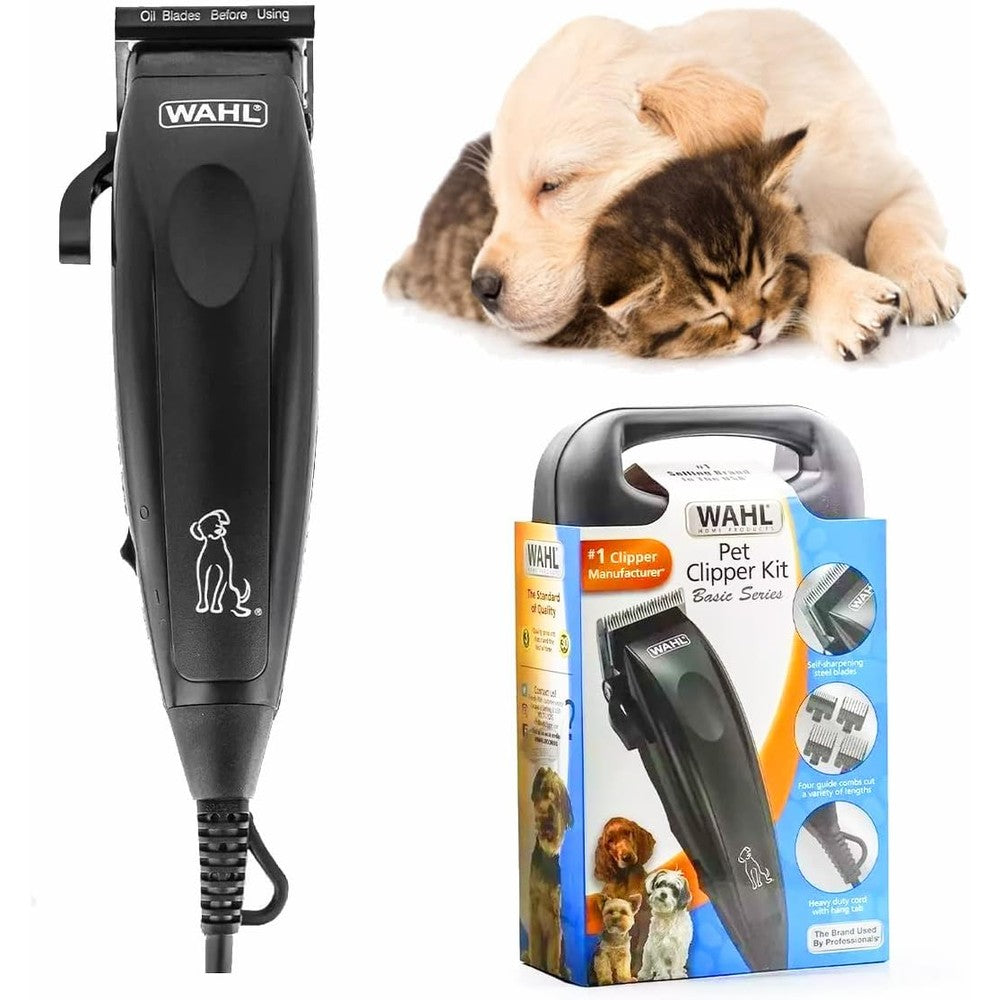 Wahl Basic Series Corded Pet Grooming Clipper Kit For Dogs And Pets With High Carbon Steel Fur Feeding Blades 10 Piece Set