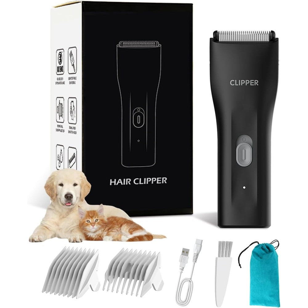 Founouly Prowerful Home Professional Dog Grooming Kit Clipper Low Noise USB Rechargeable Pet Hair Trimmer For Dogs And Cats Black TS006