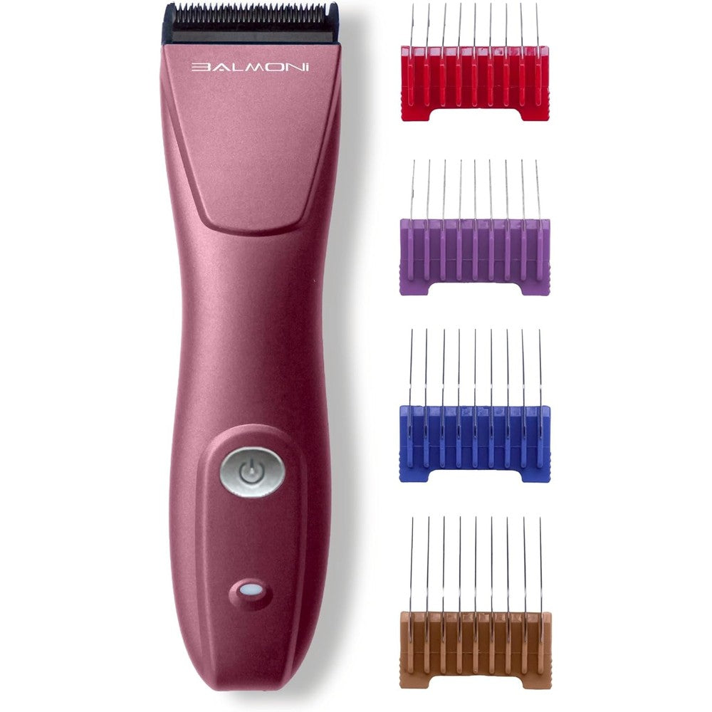 BALMONI Professional 5-in-1 Cordless Pet Grooming Clipper For Dogs And Cats High-Torque Metal Blade Trimmer Combs Bundle Metallic Pink