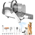 Bunfly Dog Grooming Kit and Pet Hair Vacuum Cleaner with Thirteen Thousand Pascal Suction Sixteen Pieces Tool Set Three Liter Capacity Dust Cup Grey