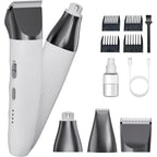 Jaojcoe 3 in 1 Dog Hair Clippers Grooming Kit With Cordless Paw Trimmer Quiet Pet Nail Grinder And 4 Guide Combs For Small And Medium Dogs White