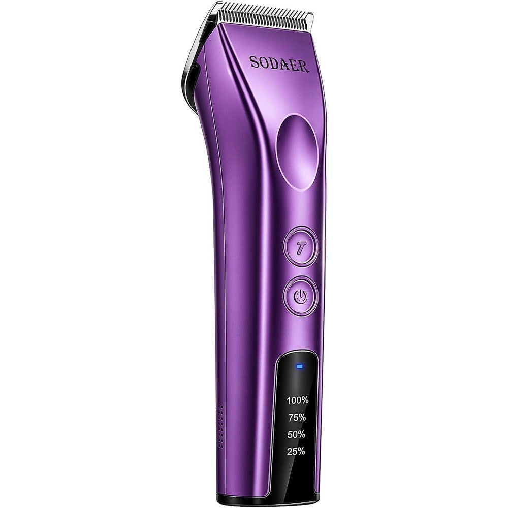 Purabelle Professional Cordless Dog Grooming Clippers With Eight Guide Combs And Two Replaceable Blades Rechargeable Low Noise Pet Hair Trimmer Purple