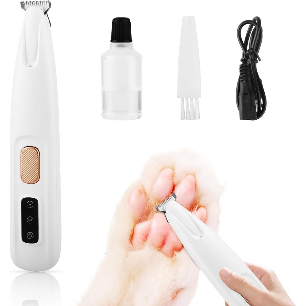 Generic Upgraded Silent Dog Paw Trimmer Cordless Rechargeable Pet Hair Clipper With LED Light For Paws Eyes Ears Face And Rump White Detachable Head