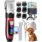 Cakapet IBTC Dog Shaver Clippers Low Noise Rechargeable Cordless Electric Pet Hair Trimmer Set With Removable Ceramic Blade Head Red