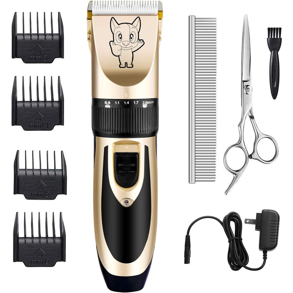 Highdas Cordless Dog Clippers For Grooming Low Noise Rechargeable Pet Hair Trimmer Kit For Dogs And Cats Professional Shaver Set Gold