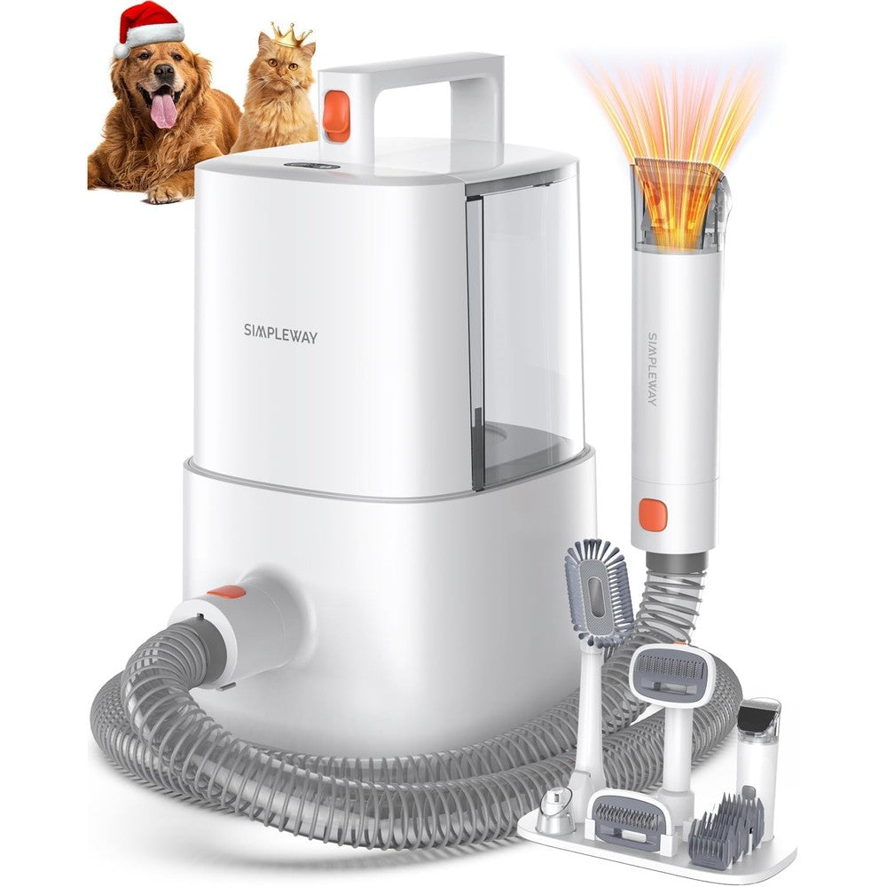 Simple Way Dog Grooming Vacuum Kit For Shedding Pet Hair Remover With Quiet Suction Six Attachments Ivory Variant