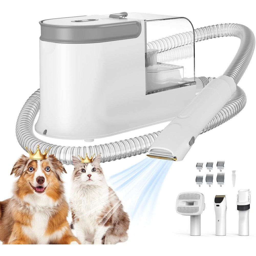 GZI Dog Grooming Vacuum And Pet Grooming Kit With 3 Suction Modes And 5 Pet Grooming Tools Color Off White