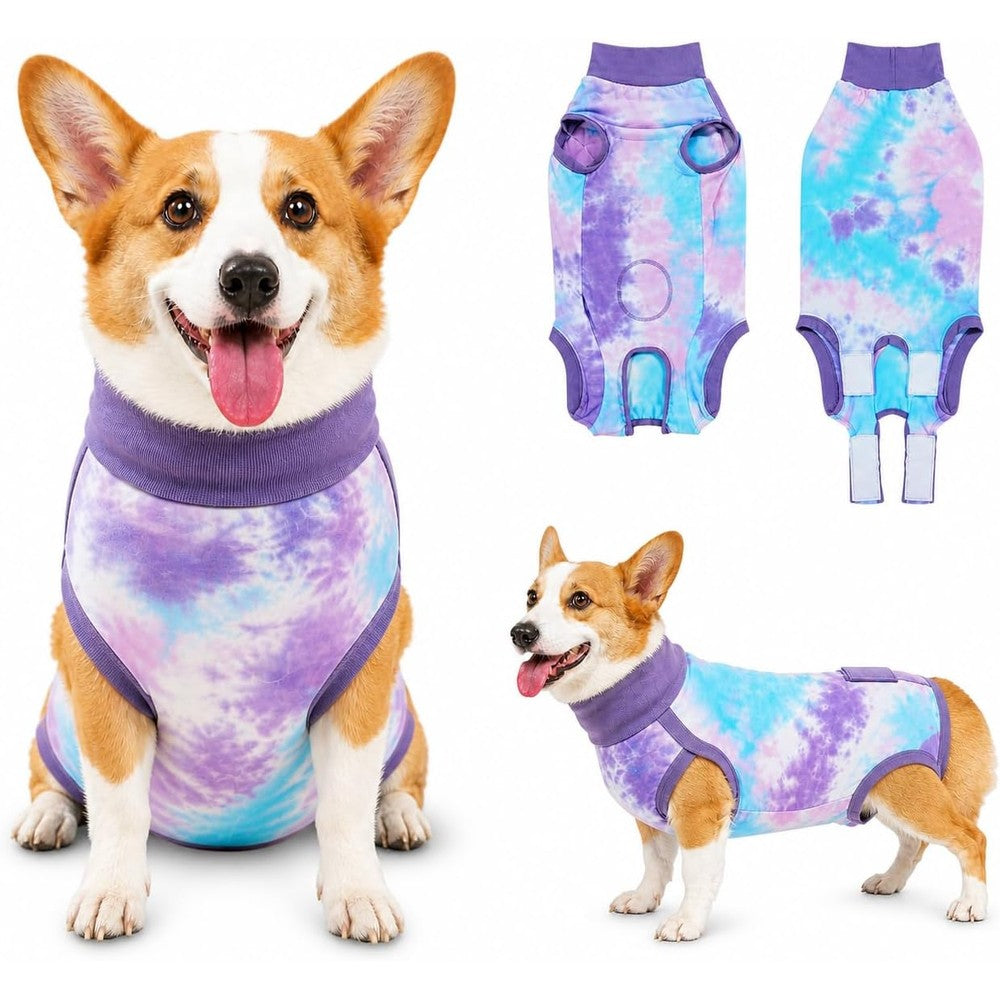 Torjoy Breathable Dog Recovery Suit Tie Dye Onesie For Abdominal Wounds And Spay Neuter Surgery Cone E-Collar Alternative For Dogs