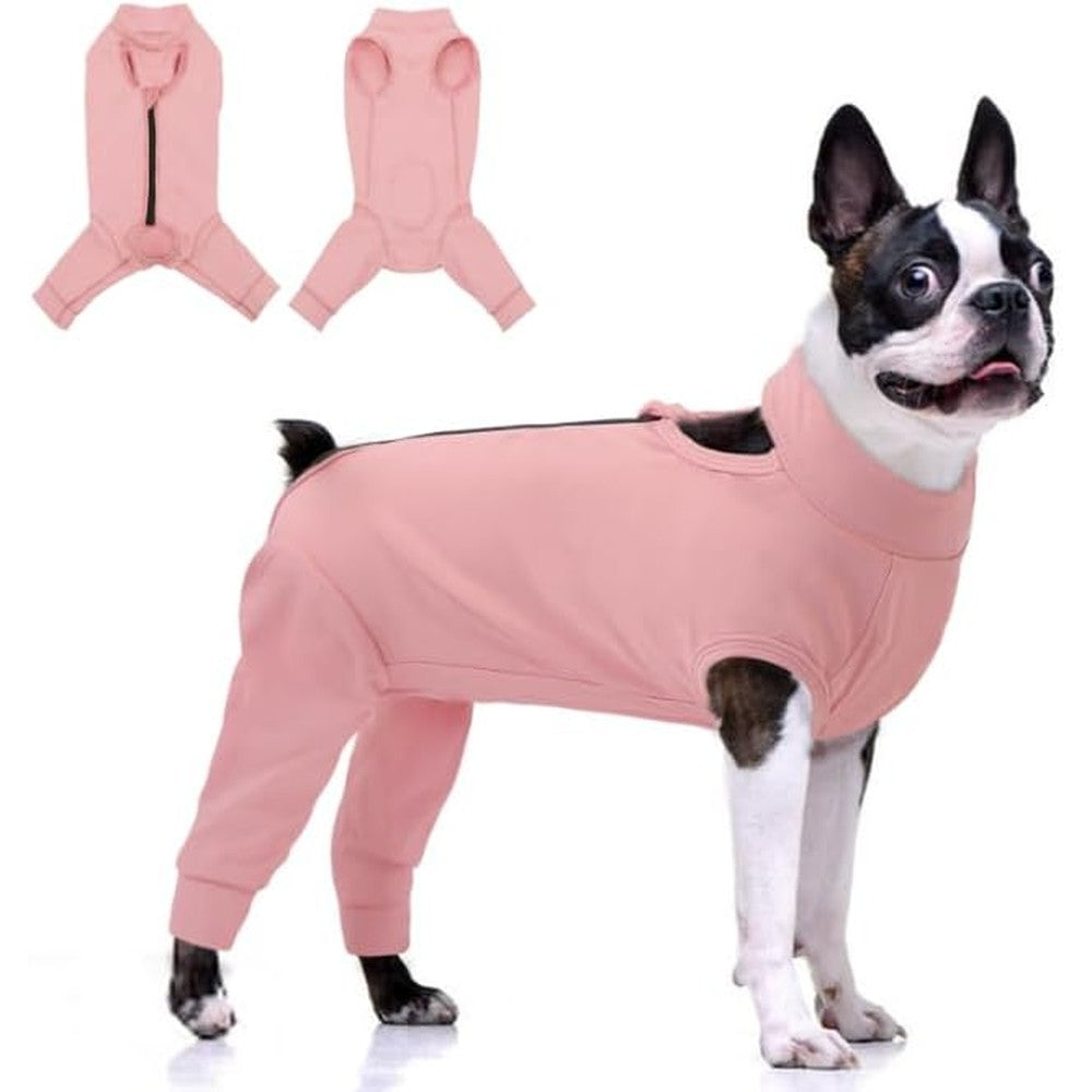 KOESON Dog Recovery Suit Hind Leg Protective Recovery Sleeve And Full Body Wound Cover Spay Neuter Onesie Alternative To Cone Pink