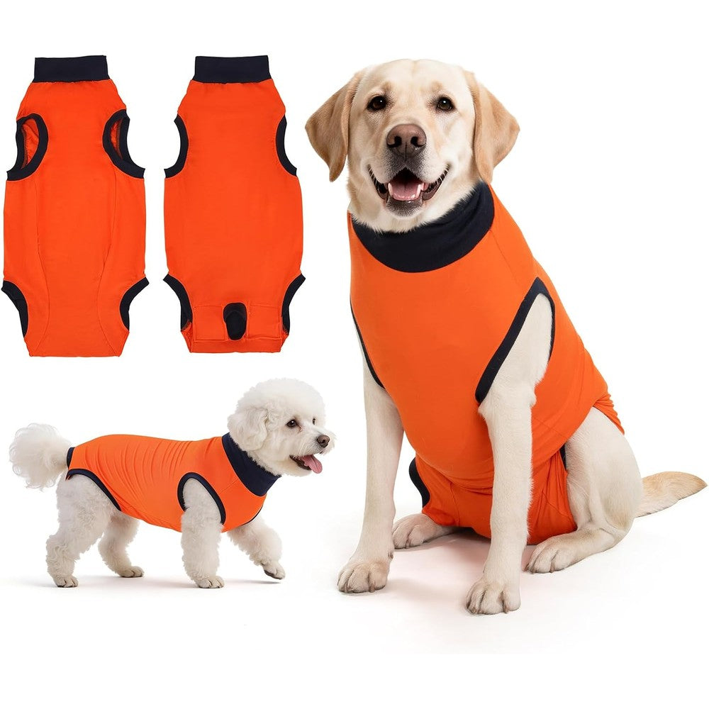 Avont Dog Surgery Recovery Suit Anti Licking Surgical Bodysuit For Spay And Neuter Alternative Orange Large Size