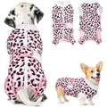 SlowTon Dog Recovery Suit Surgical Onesie With Back Zipper And Adjustable Magic Patch For Spay And Neuter Post Surgery Care Pink Leopard Small