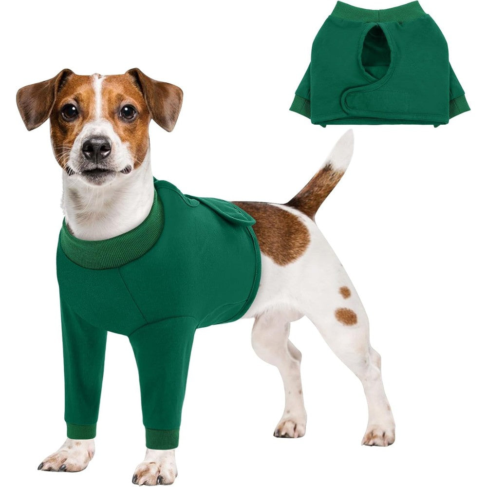 Queenmore Dog Surgery Recovery Sleeve For Front Legs Breathable Elbow Protector And Cone Alternative Green Medium