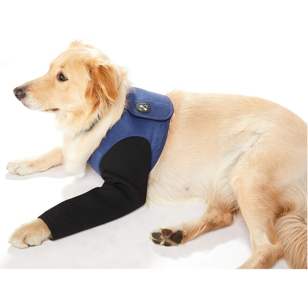 Coodeo Dog Recovery Suit Abrasion Resistant Front Leg Injury Sleeve Waterproof Cone Collar Alternative For Large Dogs Blue Extra Extra Large