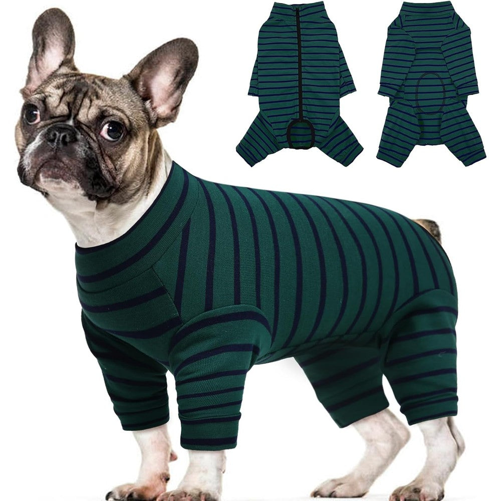 Kuoser Recovery Suit For Medium Dogs After Surgery Long Sleeve Dog Onesie For Abdominal Wounds Skin Disease Green Medium