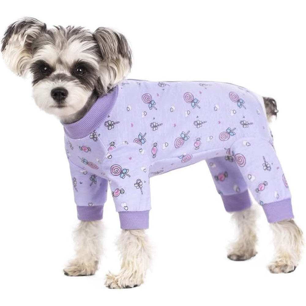 AITOLI Dog Surgery Recovery Suit Long Sleeve Cotton Post Operative Wound Bandage Pajamas Bodysuit For Small Dogs And Cats Lollipop Pattern