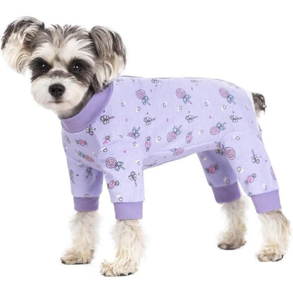 AITOLI Dog Surgery Recovery Suit Long Sleeve Cotton Post Operative Wound Bandage Pajamas Bodysuit For Small Dogs And Cats Lollipop Pattern