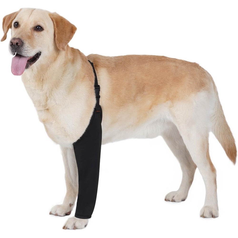 Barkless Dog Recovery Suit For Front Leg After Surgery Breathable Pet Front Leg Sleeve To Stop Licking Cone Alternative Medium Black