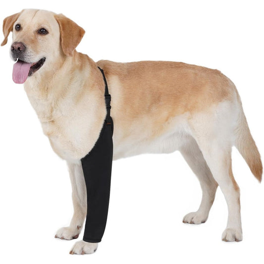 Barkless Dog Recovery Suit For Front Leg After Surgery Breathable Pet Front Leg Sleeve To Stop Licking Cone Alternative Medium Black