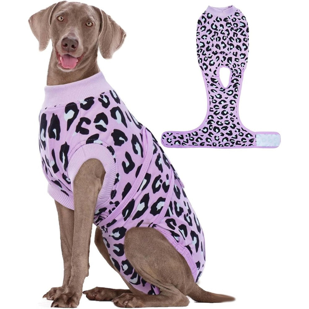 Kuoser Dog Recovery Suit For Dogs After Surgery Professional Surgical Onesie For Female Male Dogs Spay Neuter Purple Leopard Extra Large