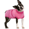 FUAMEY Dog Recovery Suit Soft Breathable Surgical Bodysuit E-Collar Alternative Post Surgery Onesie For Male Female Pets Rose Stripes Large