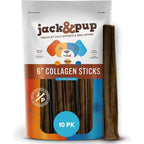 Jack And Pup 6 Inch Beef Collagen Sticks For Dogs Rawhide Free Long Lasting Healthy Dog Chews Single Ingredient Treats 10 Pack