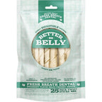 Better Belly Fresh Breath Dental Twist Sticks Highly Digestible Rawhide Dog Chews 25 Count