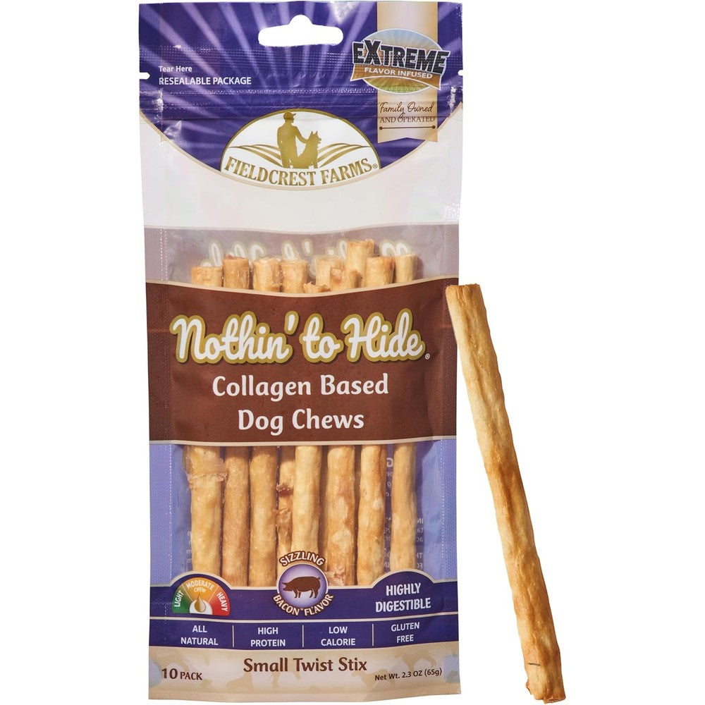 Fieldcrest Farms Nothin To Hide Bacon Flavor Twist Stix For Small Dogs And Moderate Chewers Under 15 Pounds 10 Pieces