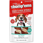 Chomp'ems Premium Beefhide Spirals Dog Treats Wrapped With Real Duck Breast Fillets For Dental Health Two Count Pack