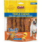 Cadet Gourmet Triple Chews Long Lasting Pork Hide Sticks With Sweet Potato And Chicken Dog Treats For Small And Large Dogs 6 Count