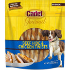 Cadet Gourmet 5 Inch Beef Hide Twist Chew Sticks With Real Chicken For Dogs 50 Count