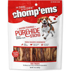 Chomp'ems Purehide Sticks Healthy Natural Rawhide Dog Chew Bacon Flavor 12 Ounce
