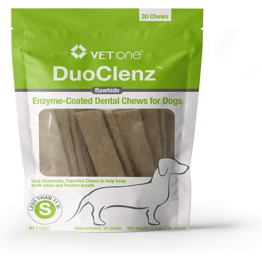 Vet One DuoClenz Enzyme Coated Dog Dental Hygiene Chews For Small Dogs Poultry Flavor 30 Count