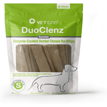 Vet One DuoClenz Enzyme Coated Dog Dental Hygiene Chews For Small Dogs Poultry Flavor 30 Count