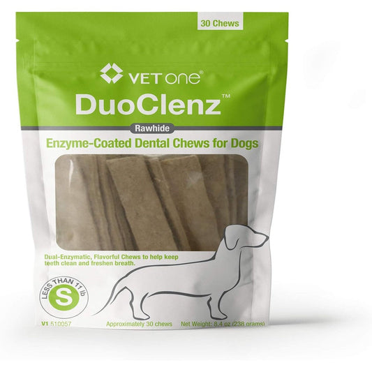 Vet One DuoClenz Enzyme Coated Dog Dental Hygiene Chews For Small Dogs Poultry Flavor 30 Count