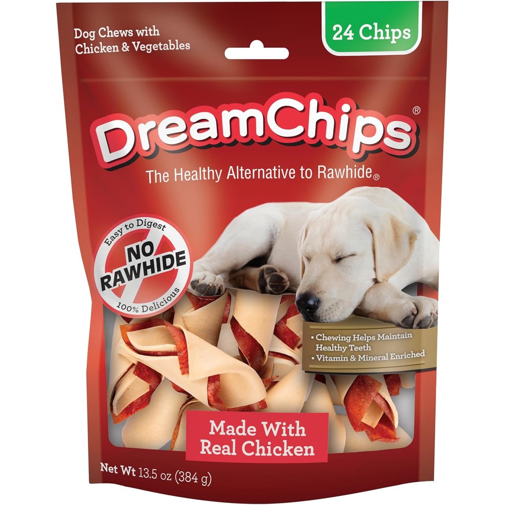 DreamBone DreamChips Rawhide Free Dog Chews Made With Real Chicken And Wholesome Vegetables Twenty Four Count