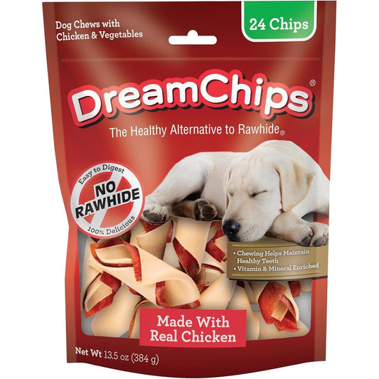 DreamBone DreamChips Rawhide Free Dog Chews Made With Real Chicken And Wholesome Vegetables Twenty Four Count