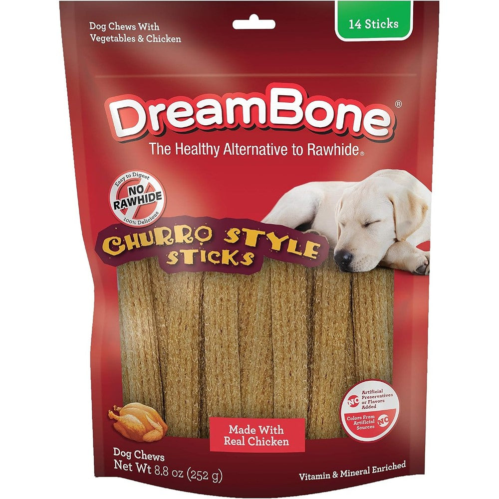 DreamBone Churro Style Dog Sticks Made With Real Chicken Rawhide Free Chews For Dogs 14 Count Pack Of 1