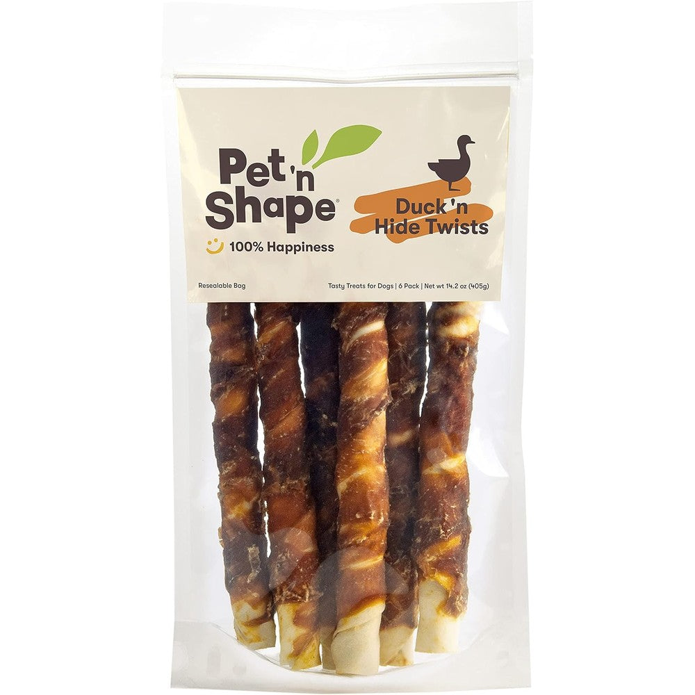 Pet 'n Shape Duck 'n Hide Twist Duck Wrapped Rawhide Natural Dog Treats Large 6 Count
