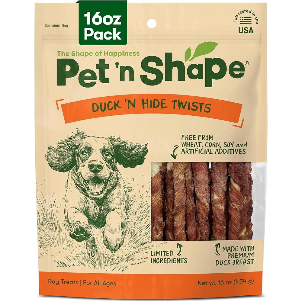 Pet 'n Shape Duck 'n Hide Twists Duck Wrapped Rawhide Natural Dog Treats For All Breeds One Pound
