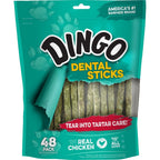 Dingo Dental Sticks Tartar And Plaque Control Dog Treats With Real Chicken 48 Count
