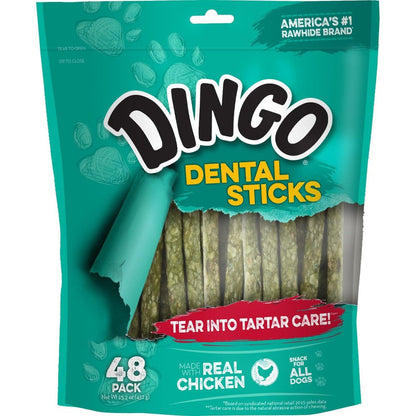Dingo Dental Sticks Tartar And Plaque Control Dog Treats With Real Chicken 48 Count