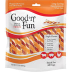 Good 'n' Fun Triple Flavor Twists Long-Lasting Dog Chews With Real Chicken Beef Hide And Pork Hide For All Dogs 70 Count Bag