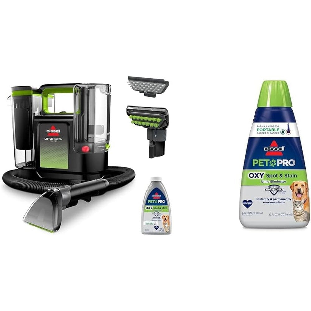 Bissell Little Green Max Pet SmartMix Portable Carpet And Upholstery Deep Cleaner With Pet Pro Oxy Spot And Stain Formula 32 Fluid Ounces