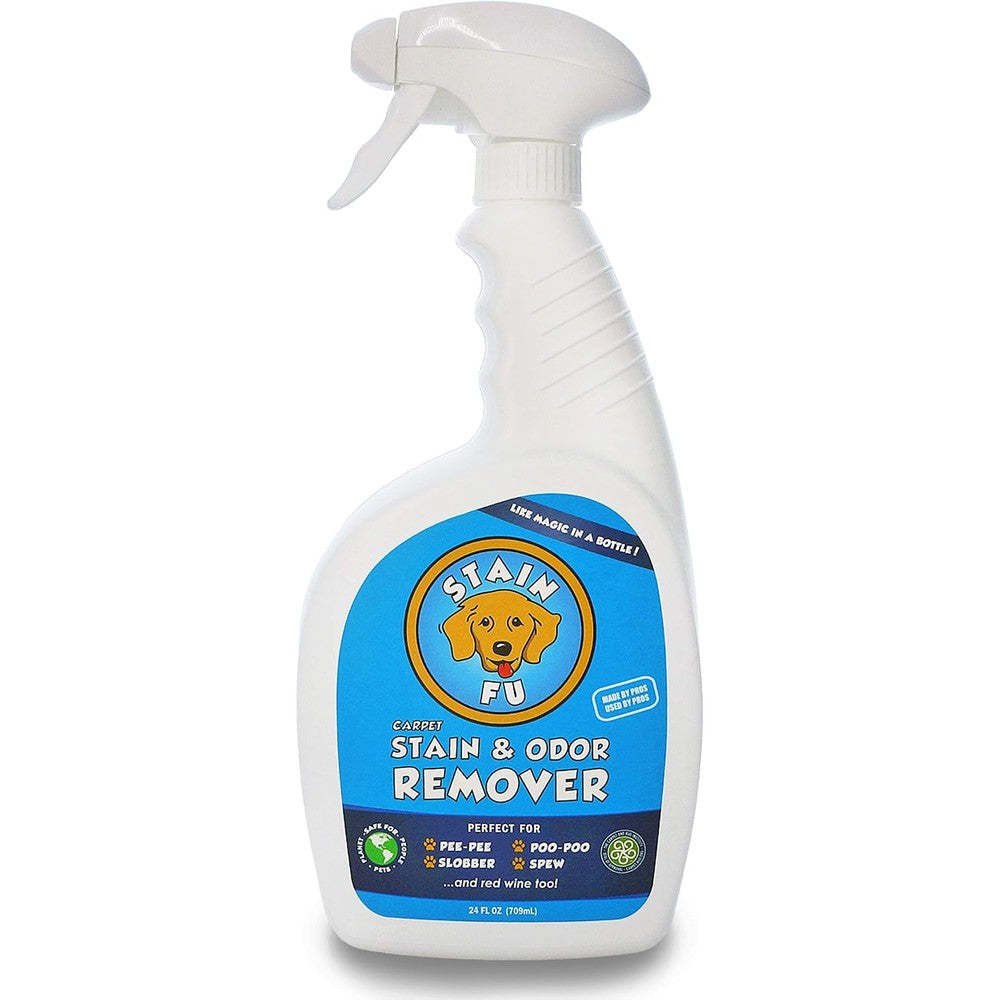 Stain Fu Professional Strength Carpet Stain And Odor Remover Spray For Pet Urine Feces And Red Wine Stains 24 Fluid Ounce