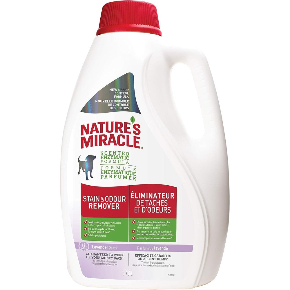 Nature's Miracle Stain And Odor Remover With Lavender Scent Enzymatic Formula For Pets 128 Fluid Ounce